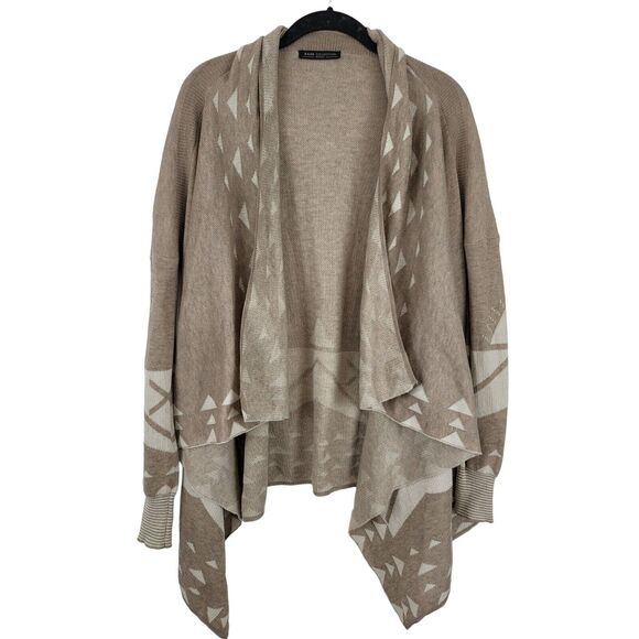 Bajee Collection By Becool Cardigan S/M Womens Tan White Long Sleeve Boho - Picture 1 of 6
